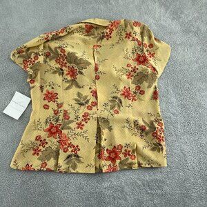 Emma James Womens Floral Short Sleeve Button-Up Blouse Size 14 NWT 5290